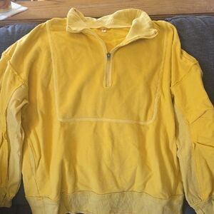 FP Movement by Free People Yellow Half-Zip Pullover Sweatshirt